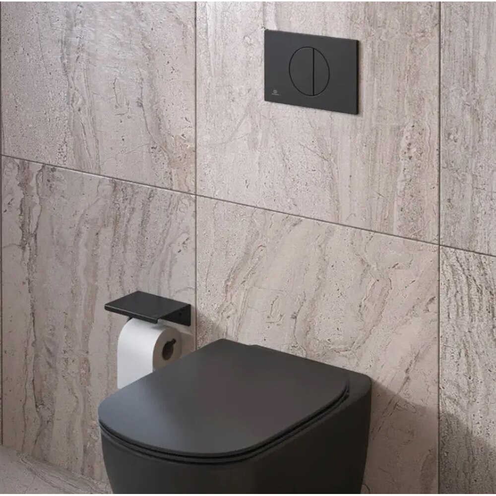 Suport hartie igienica cu capac IDEAL STANDARD Alu+ BD592XG, negru mat