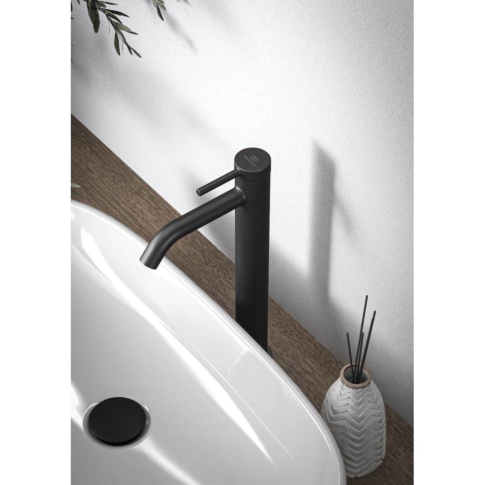 Baterie lavoar IDEAL STANDARD Ceraline Nuovo BD960XG, Pipa inalta, alama sanitara, negru mat