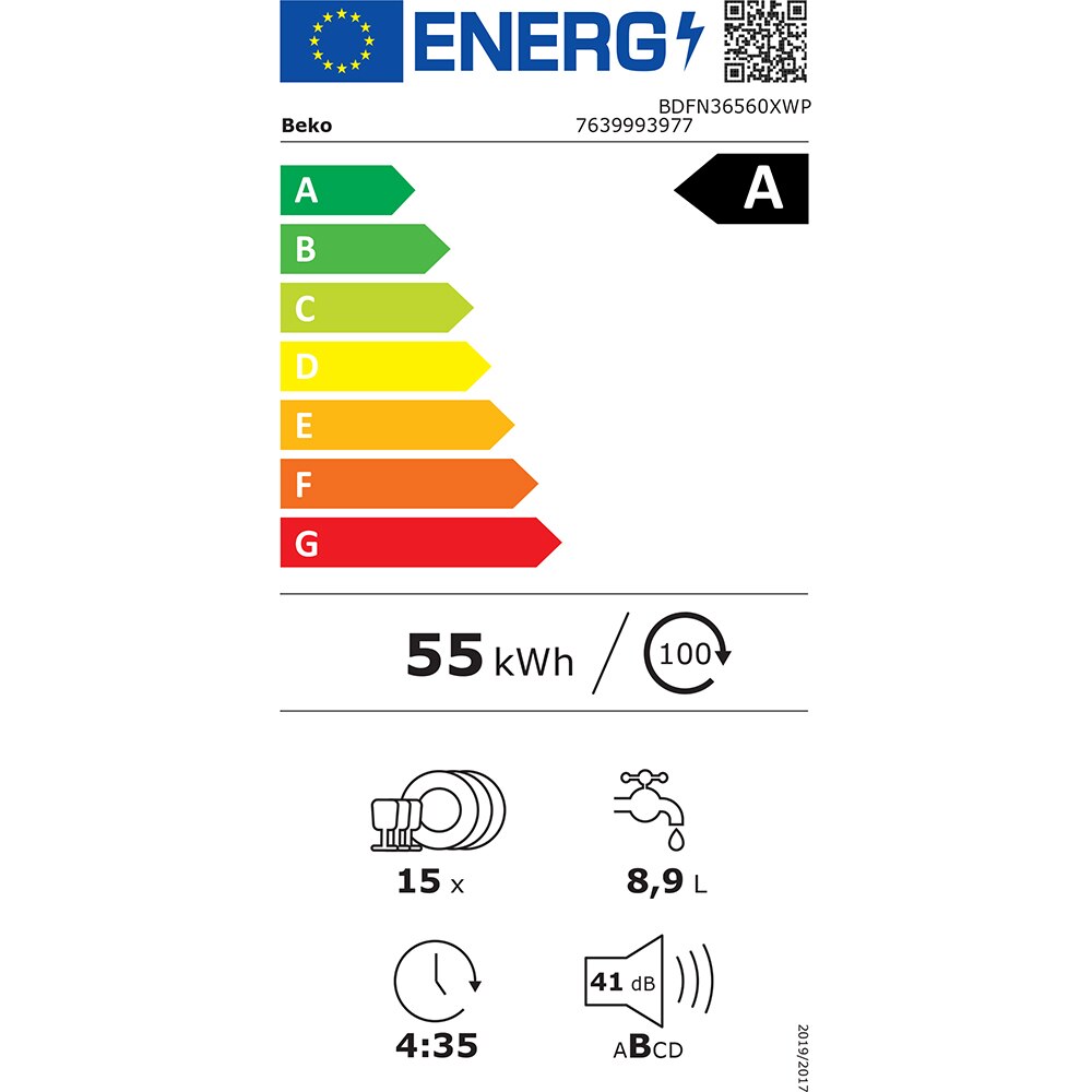 Masina de spalat vase independenta BEKO BDFN36560XWP, 15 seturi, 11 programe, 60 cm, Clasa A, Wi-Fi, inox