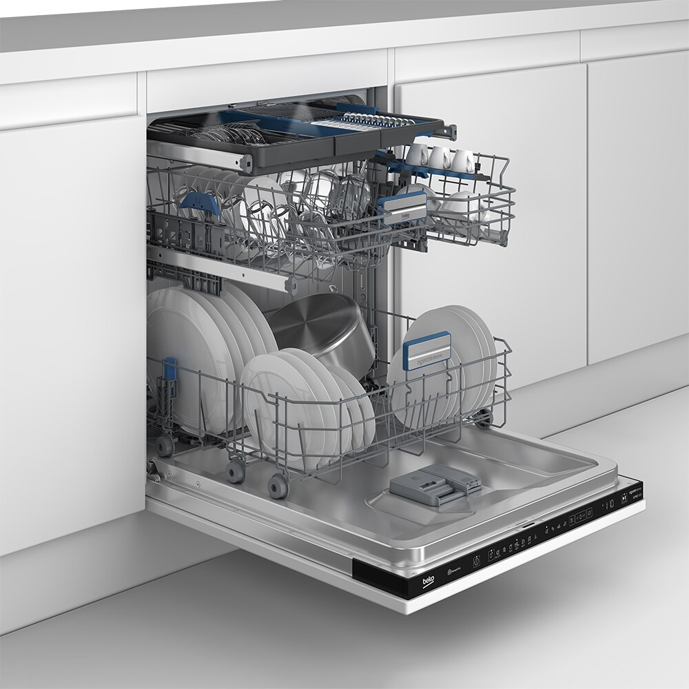 Masina de spalat vase incorporabila BEKO BDIN37540WP, 15 seturi, 11 programe, 60 cm, Clasa C, Wi-Fi, panou comanda negru