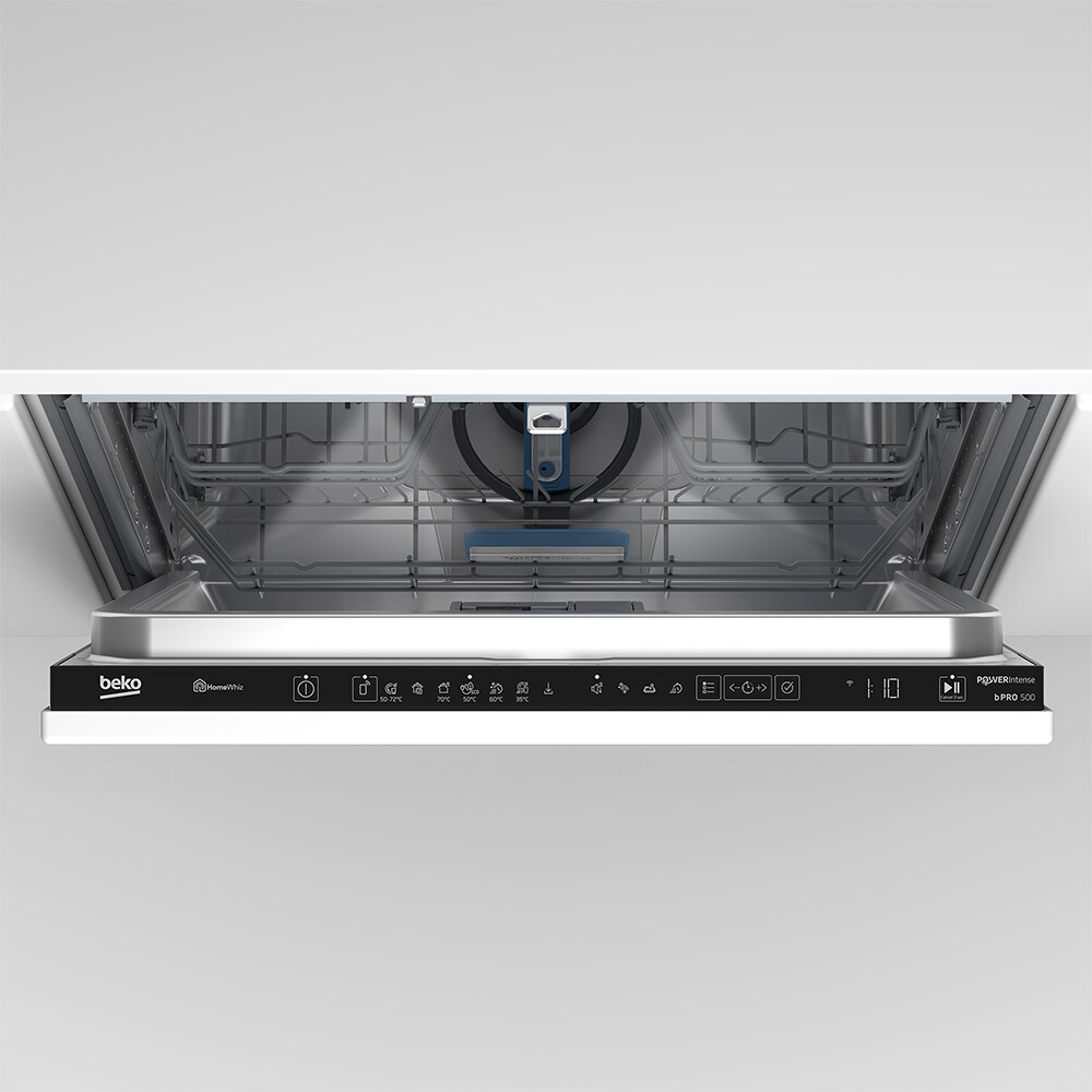 Masina de spalat vase incorporabila BEKO BDIN37540WP, 15 seturi, 11 programe, 60 cm, Clasa C, Wi-Fi, panou comanda negru