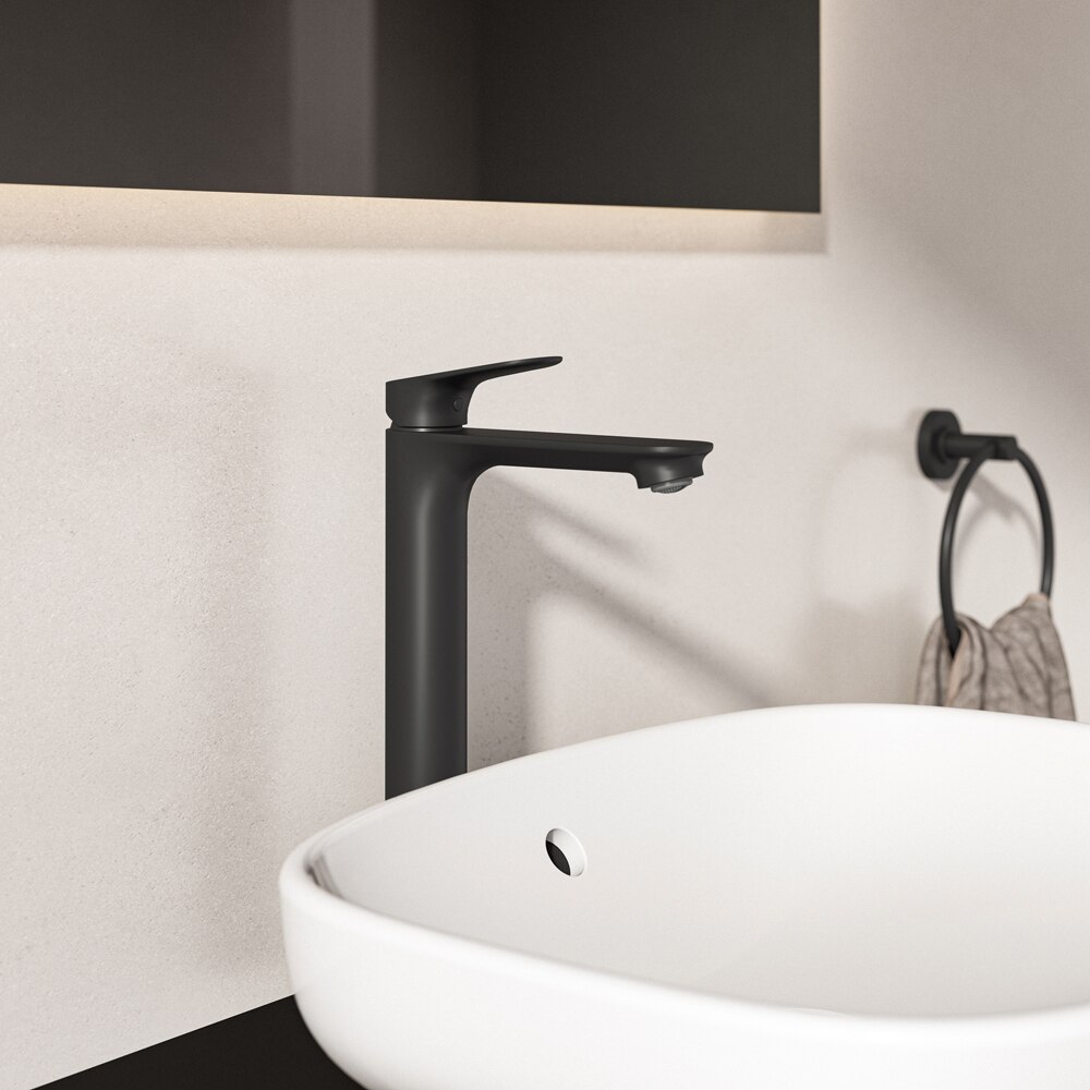 Baterie lavoar IDEAL STANDARD Ceralife O BE013XG, Pipa inalta, alama sanitara, negru mat
