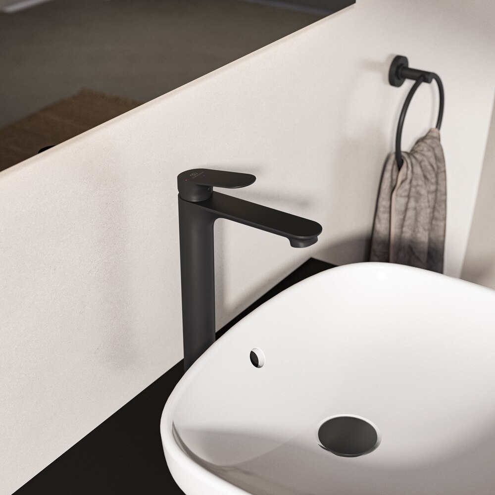 Baterie lavoar IDEAL STANDARD Ceralife O BE013XG, Pipa inalta, alama sanitara, negru mat
