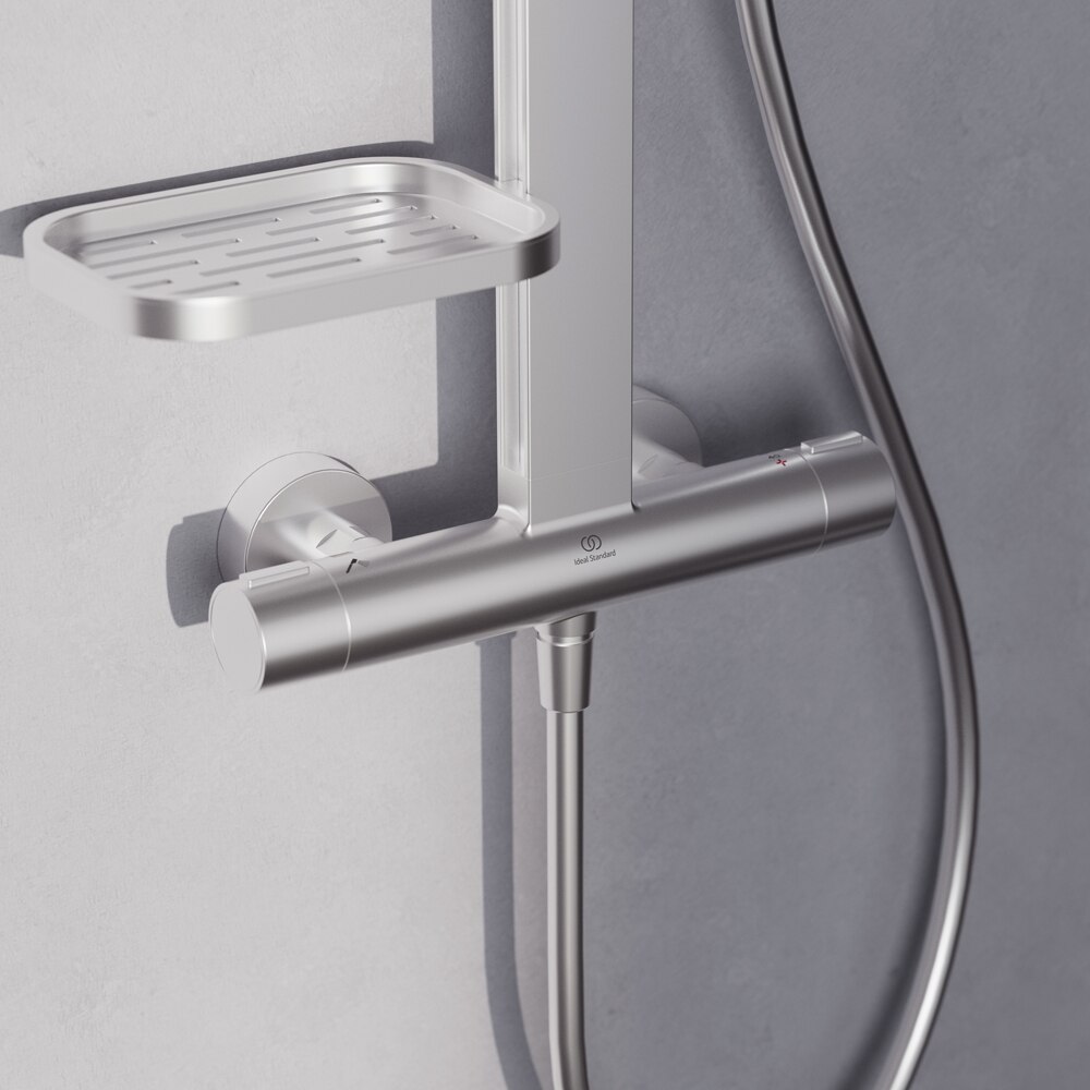 Sistem dus IDEAL STANDARD Ceratherm ALU+ BE210SI 26, termostat, 2 functii, argintiu