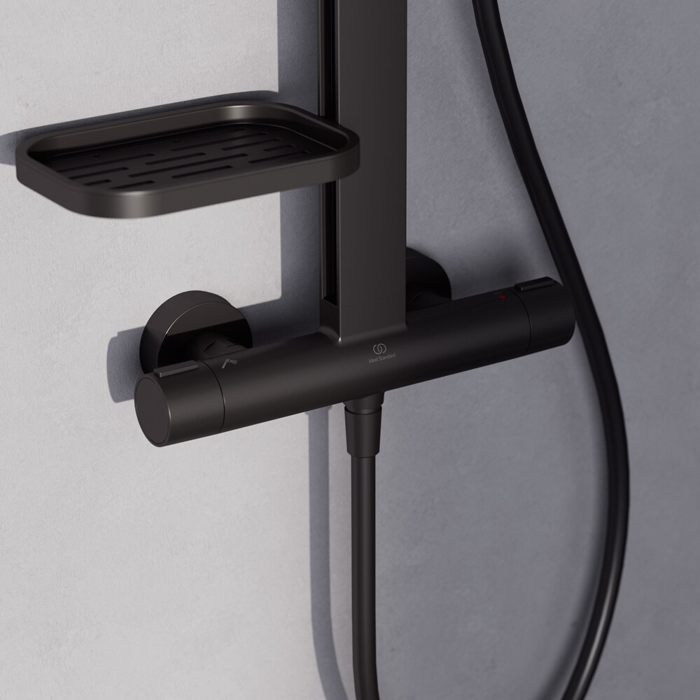Sistem dus IDEAL STANDARD Ceratherm ALU+ BE210XG 26, termostat, 2 functii, negru mat