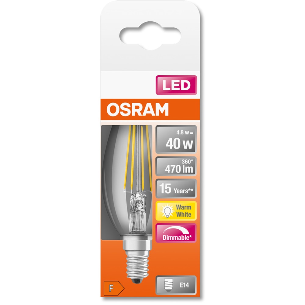 Bec LED OSRAM, E14, 5W, 470lm, dimabil, lumina calda