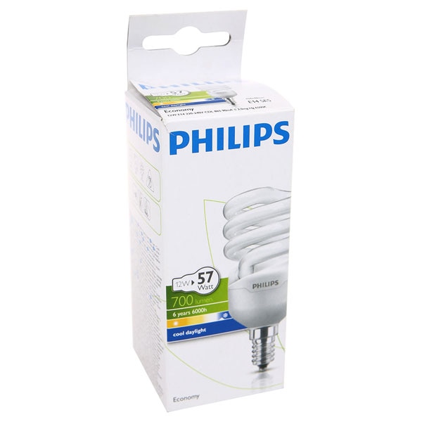 Bec economic Philips Twister, E14, 12W, 6500K