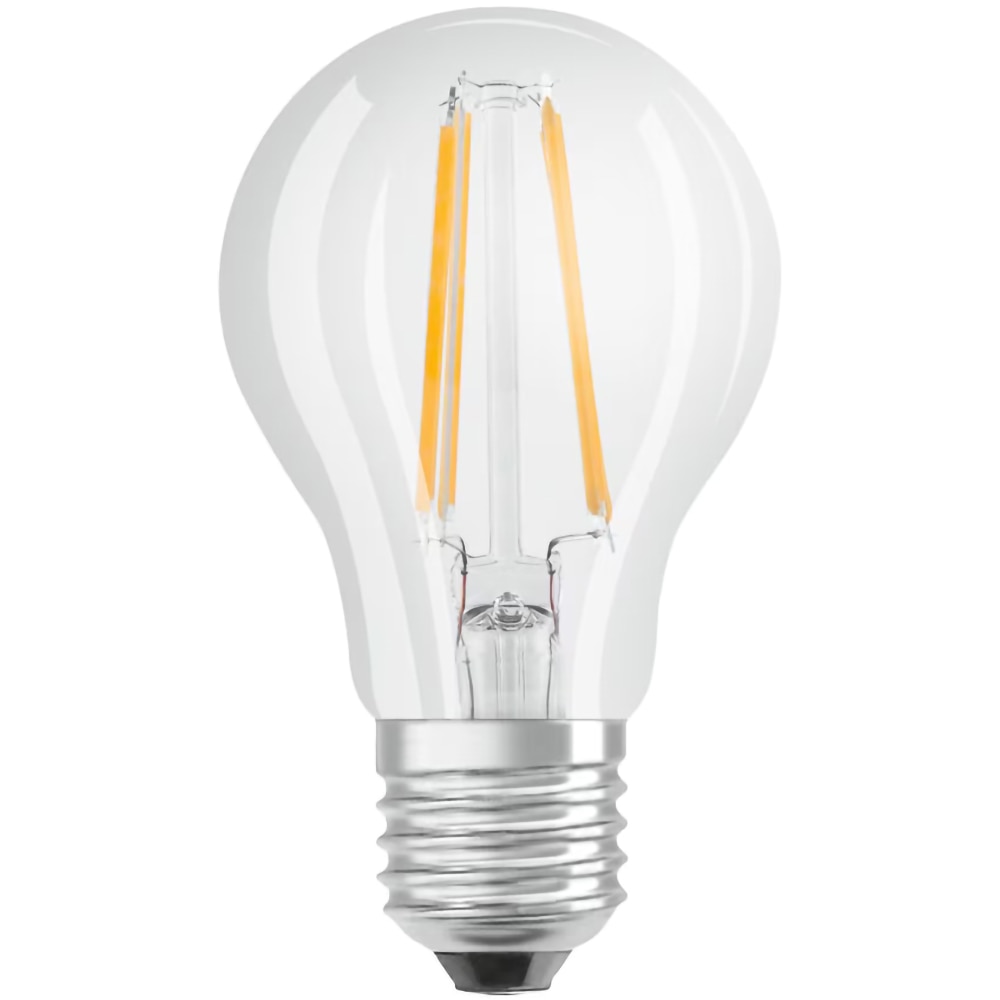 Set 3 becuri LED Osram Base Filament A60, E27, 7W, 806lm, 2700K, clasa energetica E
