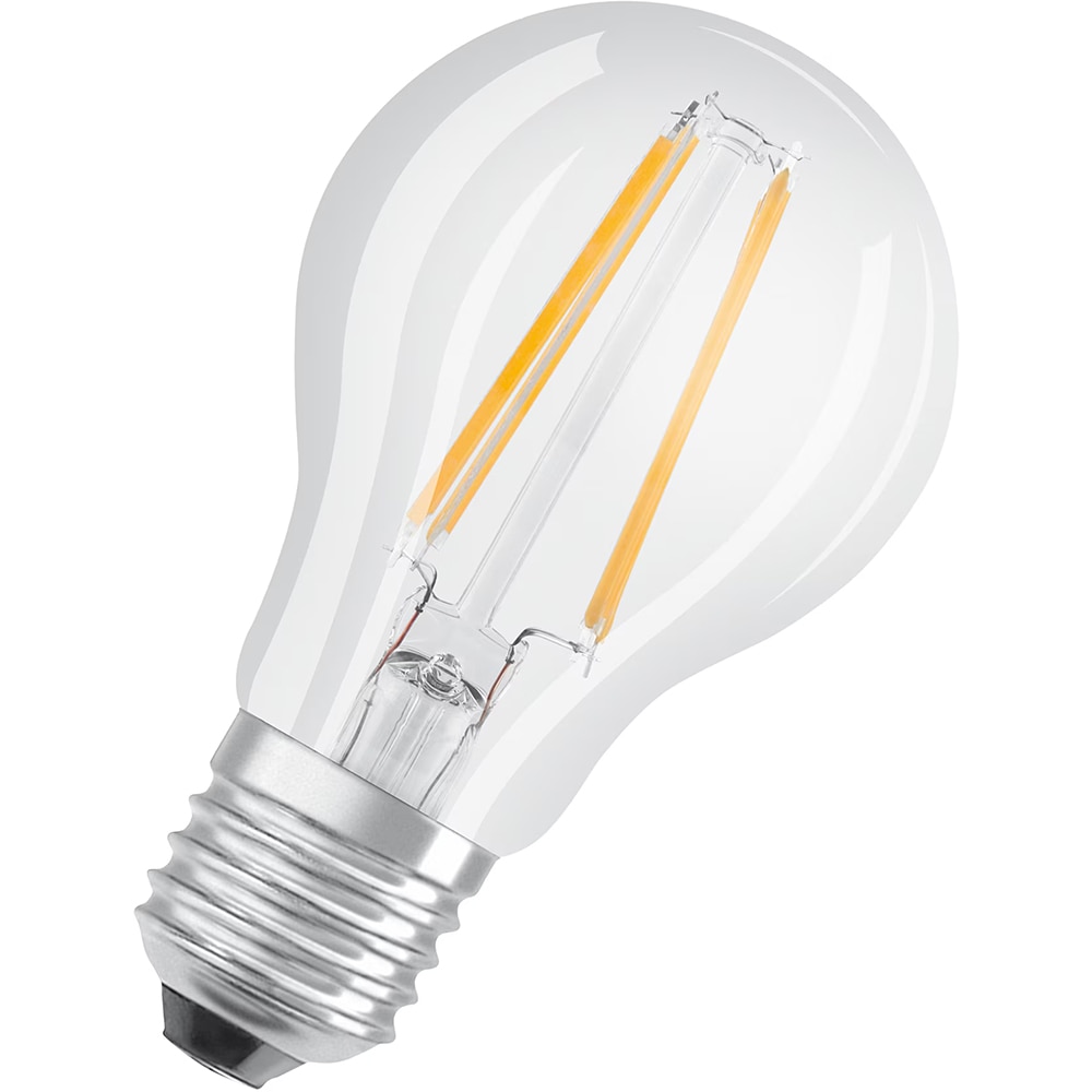 Set 3 becuri LED Osram Base Filament A60, E27, 7W, 806lm, 2700K, clasa energetica E