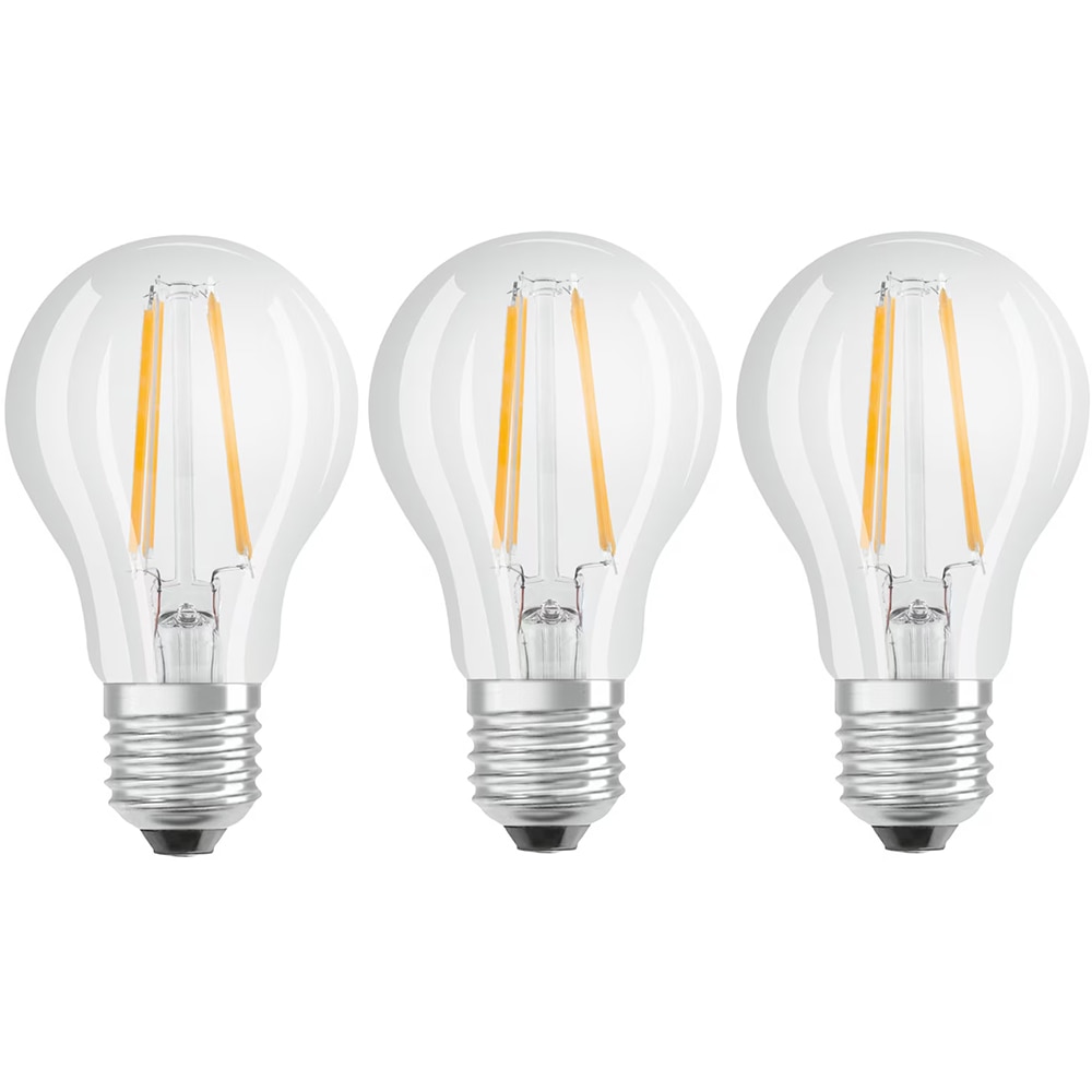 Set 3 becuri LED OSRAM Base Filament A60, E27, 6.5W, 806lm, lumina neutra