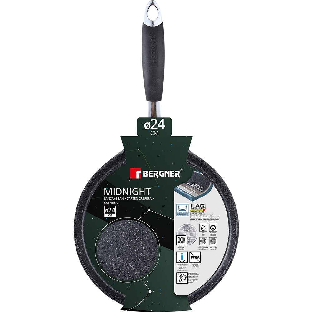 Tigaie clatite BERGNER Midnight BG-30127-GR, 24cm, aluminiu, negru