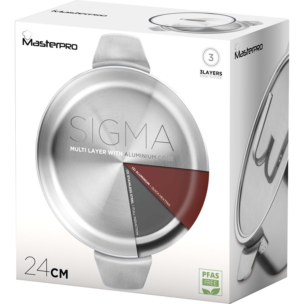 Cratita MASTERPRO Sigma BGMP-1666-MM, 4.9l, 24cm, inox, argintiu