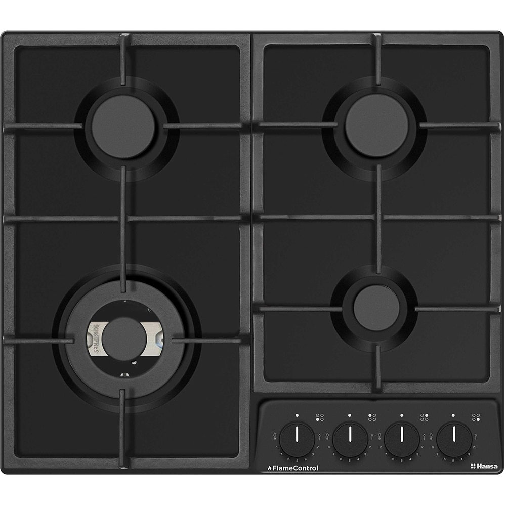 Plita incorporabila HANSA BHGS61130, Gaz, 4 arzatoare, Wok, negru