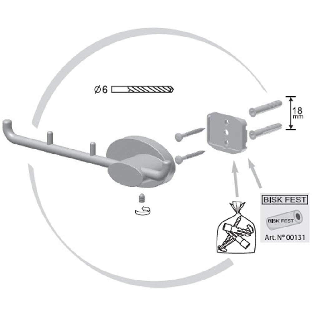 Suport prosop tip cuier BISK Side 03116, 9 cm, nichel