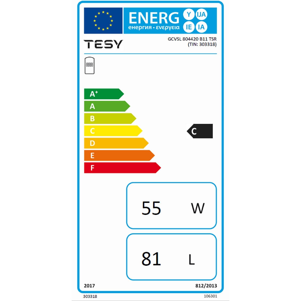 Boiler electric TESY BiLight GCVSL 804420 B11 TSR, 80l, 2000W, alb