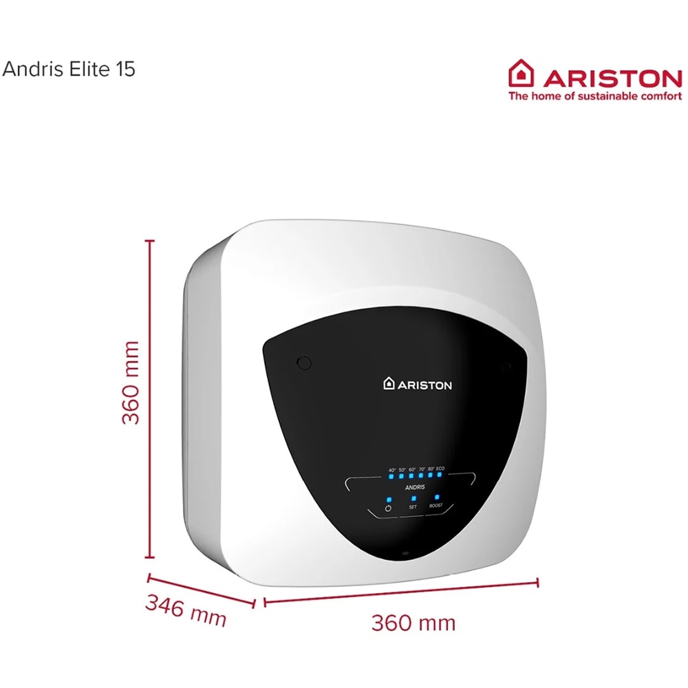Boiler electric ARISTON Andris Elite 15, 15l, 1200W, Wi-Fi, alb