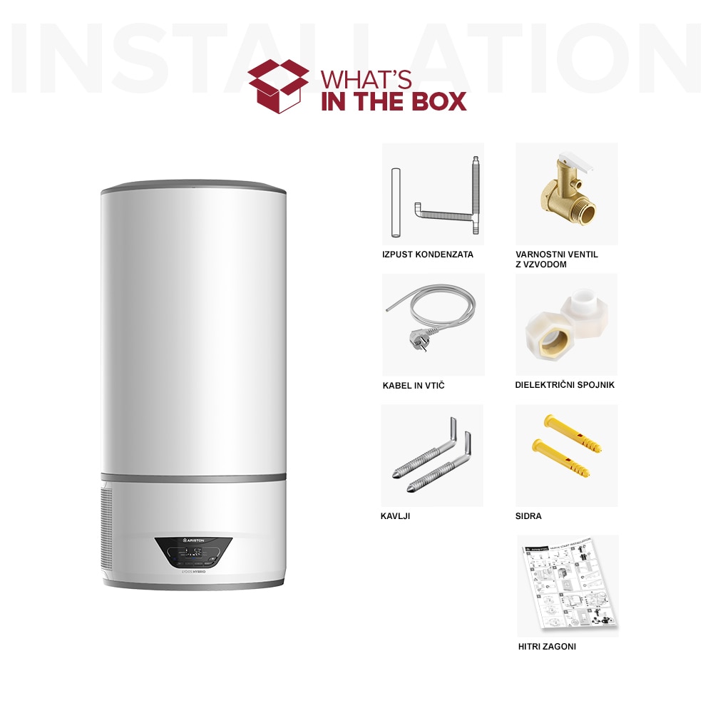 Boiler electric ARISTON Lydos Hybrid, Wi-Fi, 80L, 1200W, alb