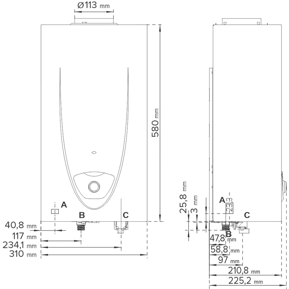 Instant apa calda pe gaz ARISTON Fast Evo X 11 NG, gaz natural, 11l/min, 2150W, NTC, Senzor de siguranta, alb