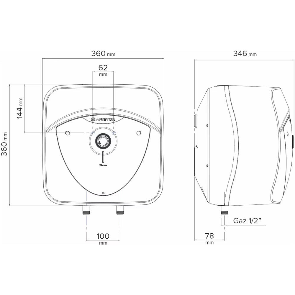 Boiler electric ARISTON Andris Lux 15 EU, 15l, 1200W, alb