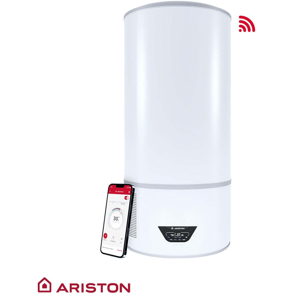 Boiler electric cu pompa de caldura ARISTON Lydos Hybrid, Wi-Fi, 100l, 1200W, alb