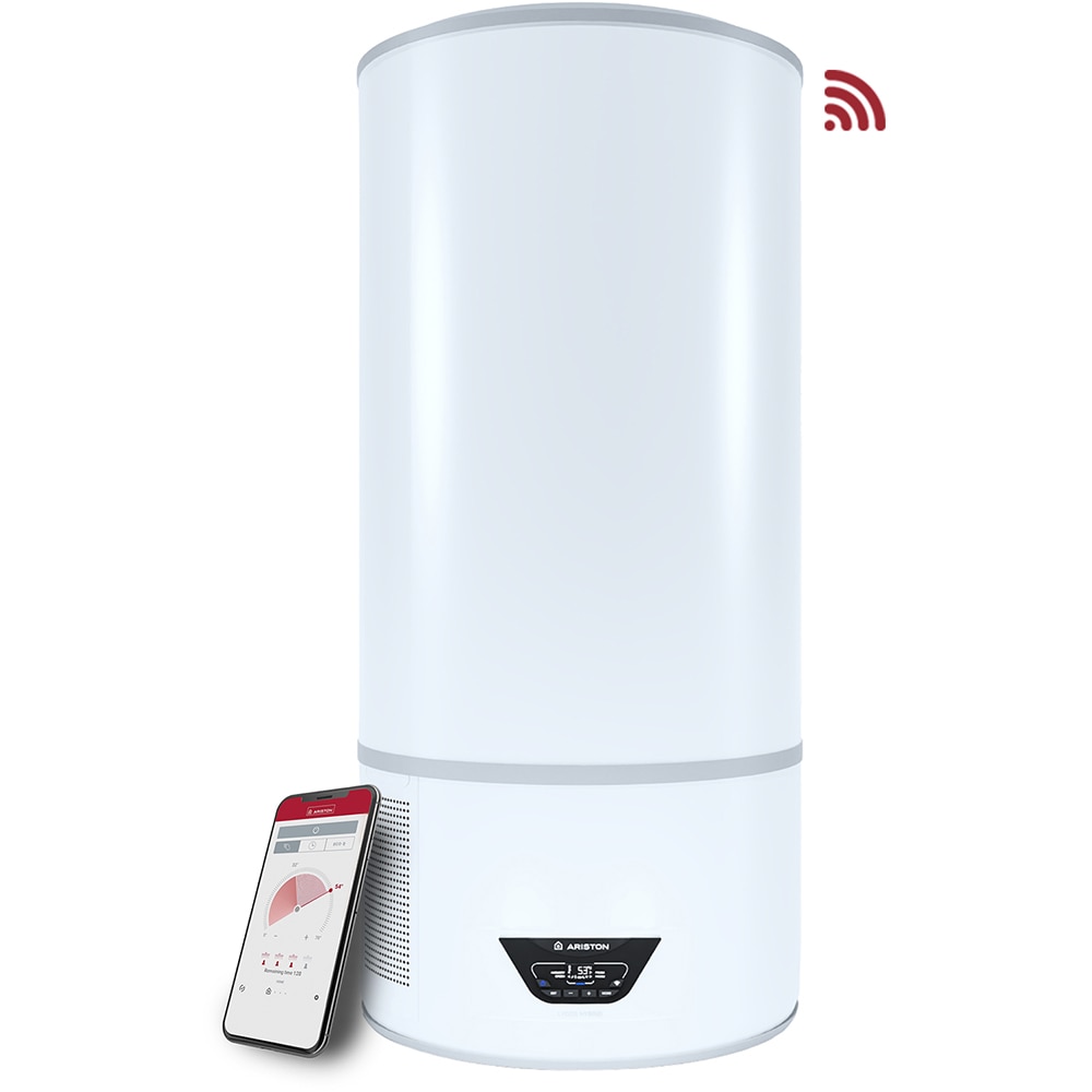 Boiler electric cu pompa de caldura ARISTON Lydos Hybrid, Wi-Fi, 100l, 1200W, alb
