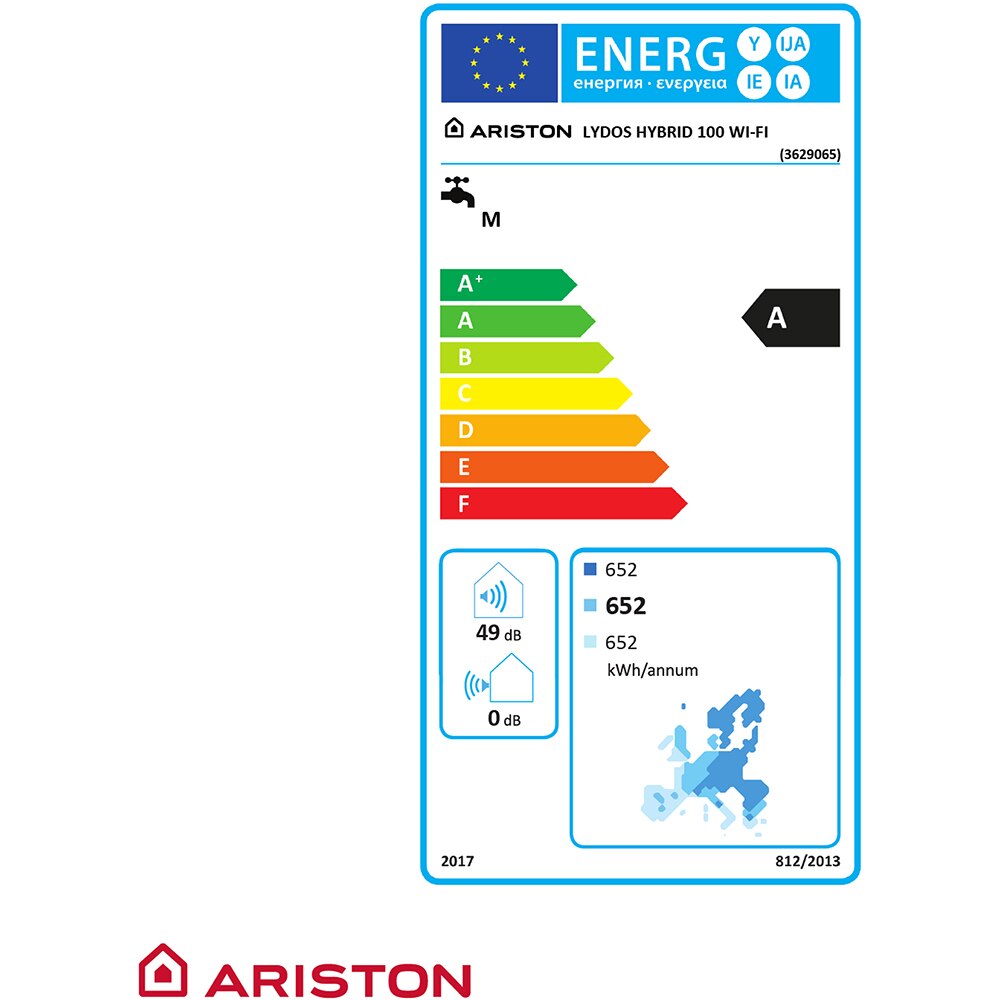 Boiler electric cu pompa de caldura ARISTON Lydos Hybrid, Wi-Fi, 100l, 1200W, alb