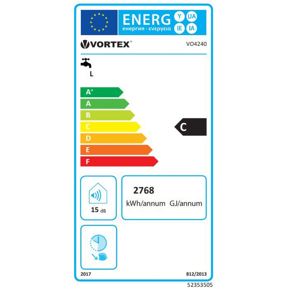 Boiler electric VORTEX VO4240, 100l, 2000W, alb