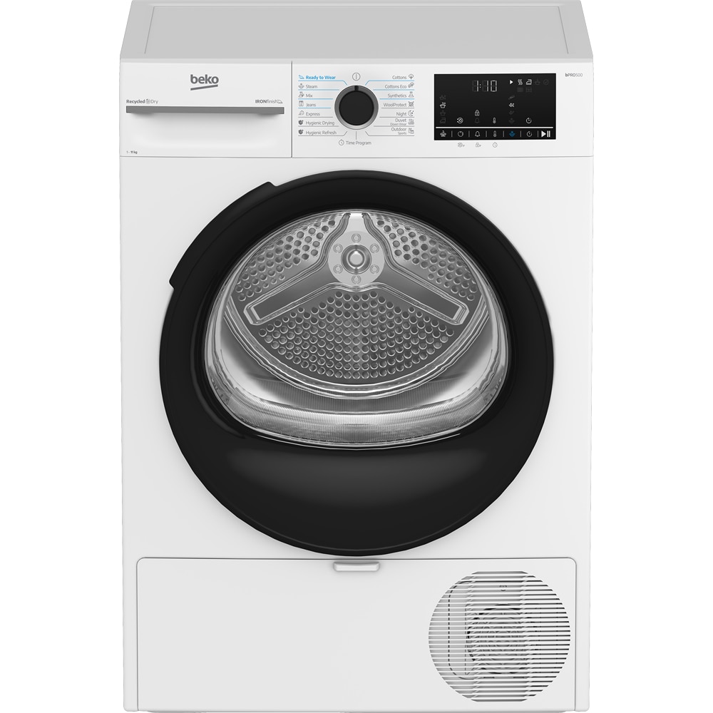 Uscator de rufe BEKO BM3T41233WB EU, Pompa de caldura, 11 kg, 15 programe, Clasa D, alb