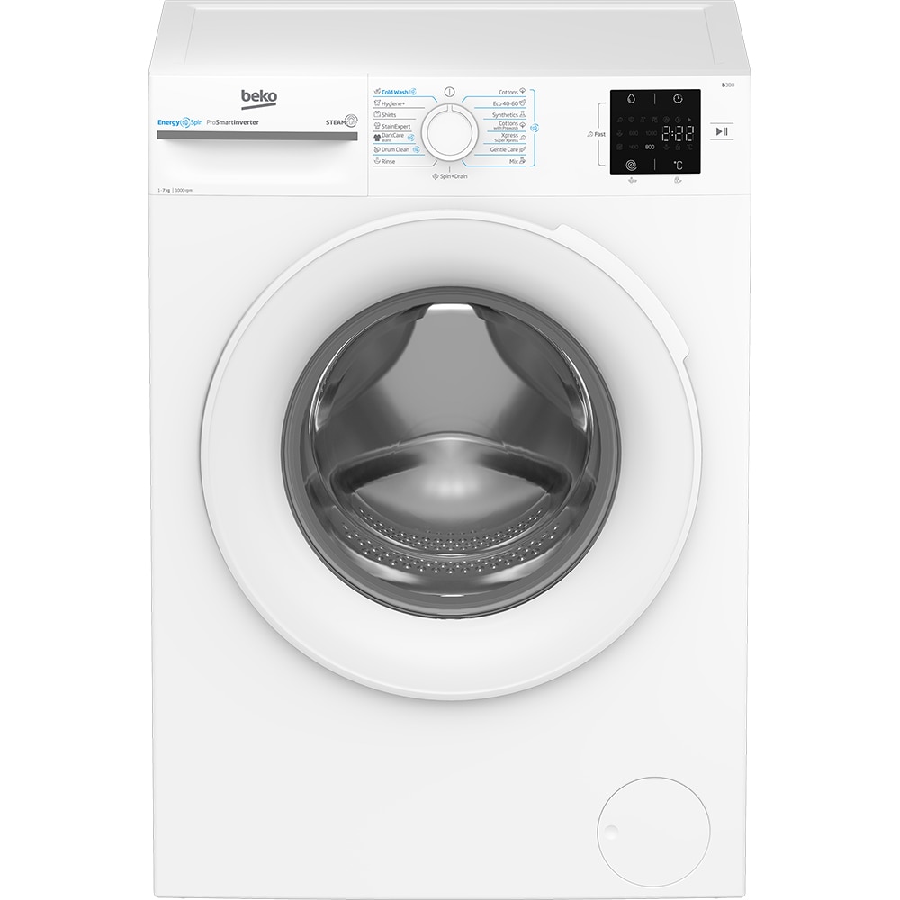Masina de spalat rufe frontala BEKO BM3WFU37013WW, EnergySpin, SteamCure, 7 kg, 1000rpm, Clasa A, alb