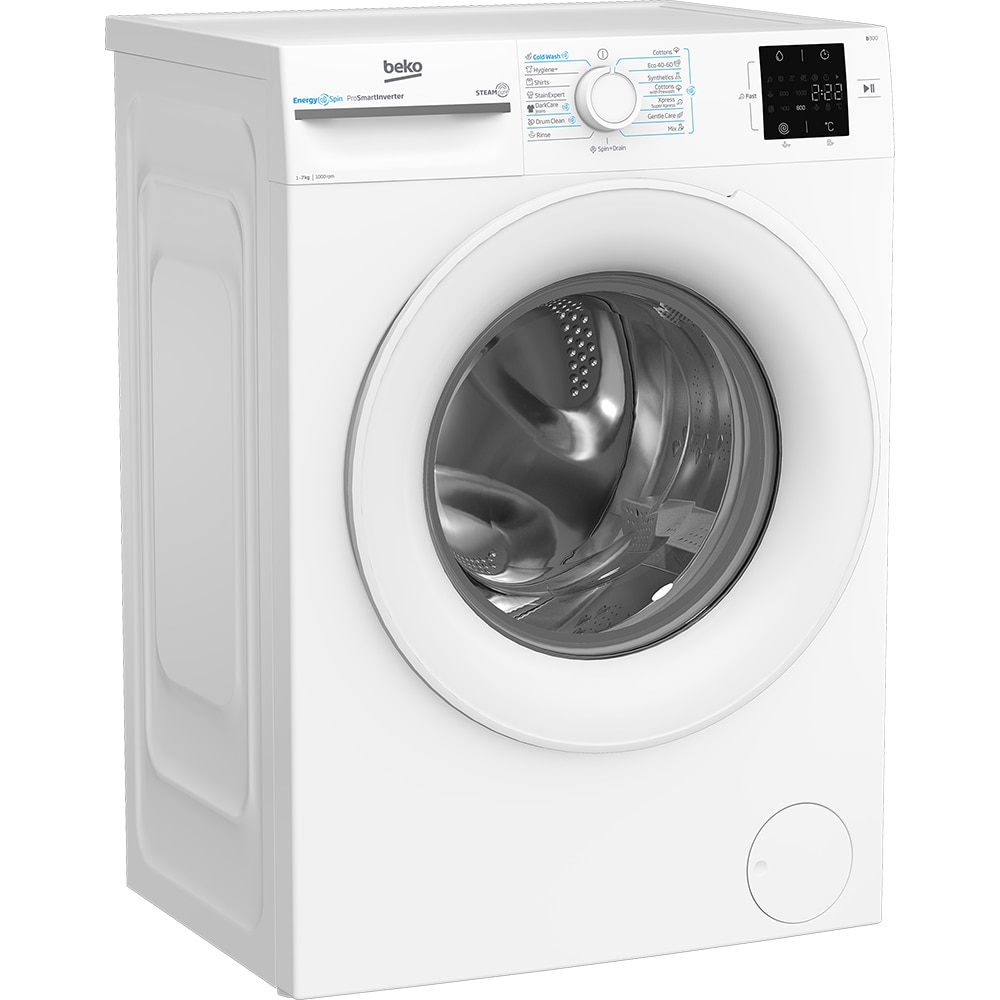 Masina de spalat rufe frontala BEKO BM3WFU37013WW, EnergySpin, SteamCure, 7 kg, 1000rpm, Clasa A, alb