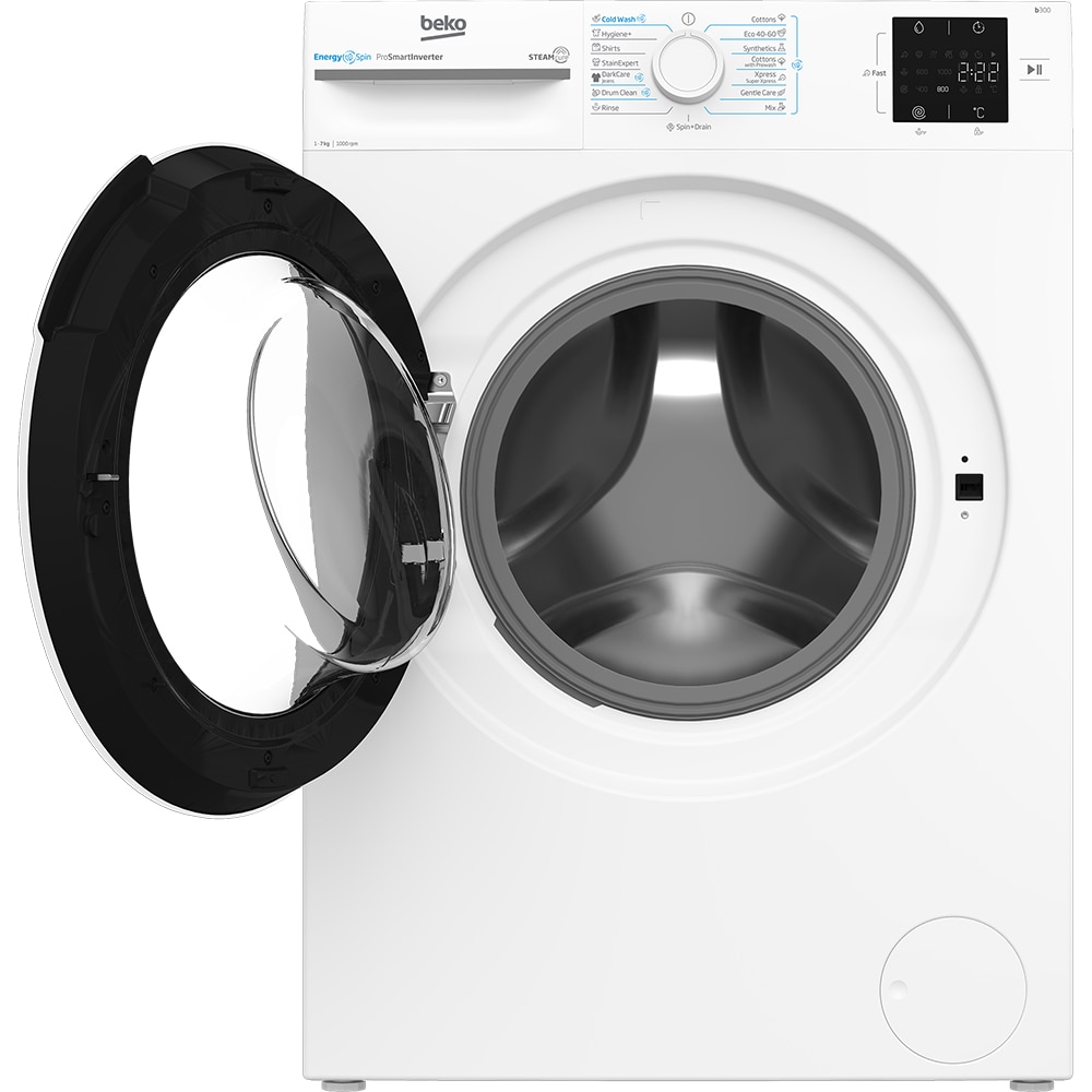Masina de spalat rufe frontala BEKO BM3WFU37013WW, EnergySpin, SteamCure, 7 kg, 1000rpm, Clasa A, alb