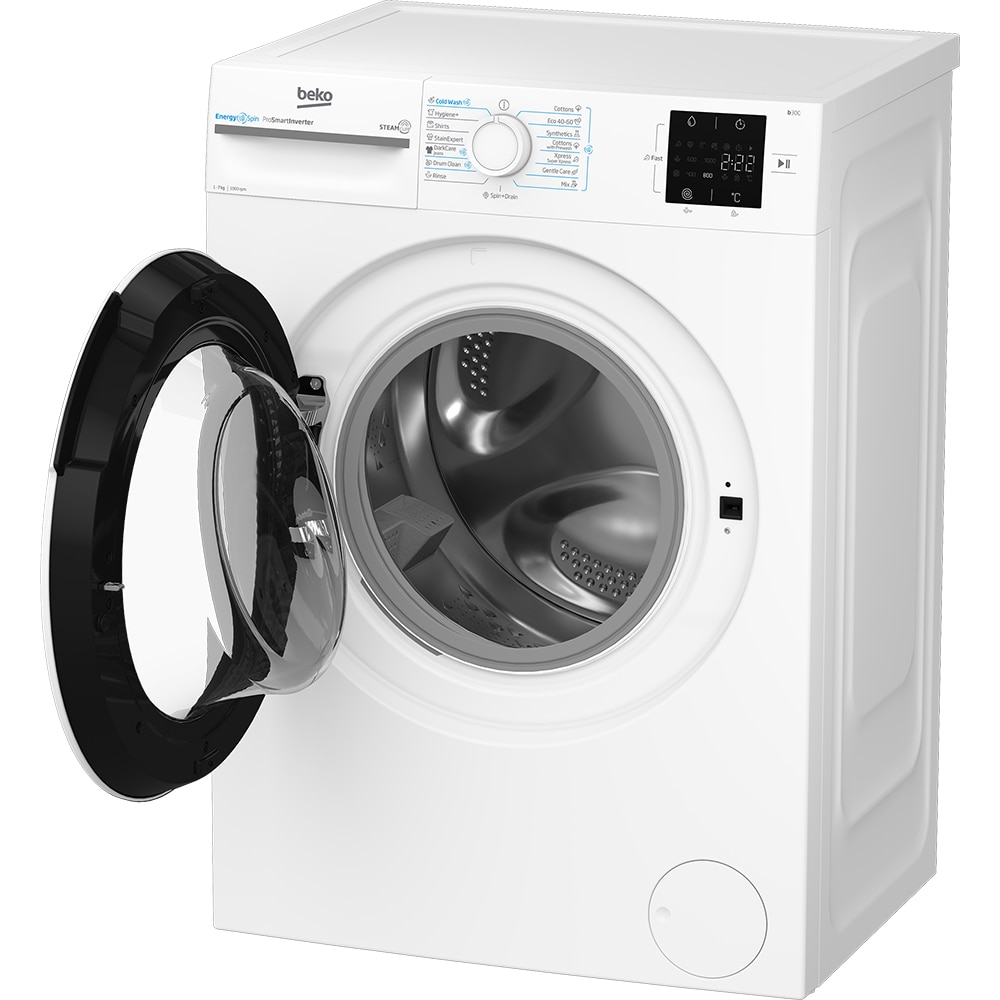 Masina de spalat rufe frontala BEKO BM3WFU37013WW, EnergySpin, SteamCure, 7 kg, 1000rpm, Clasa A, alb