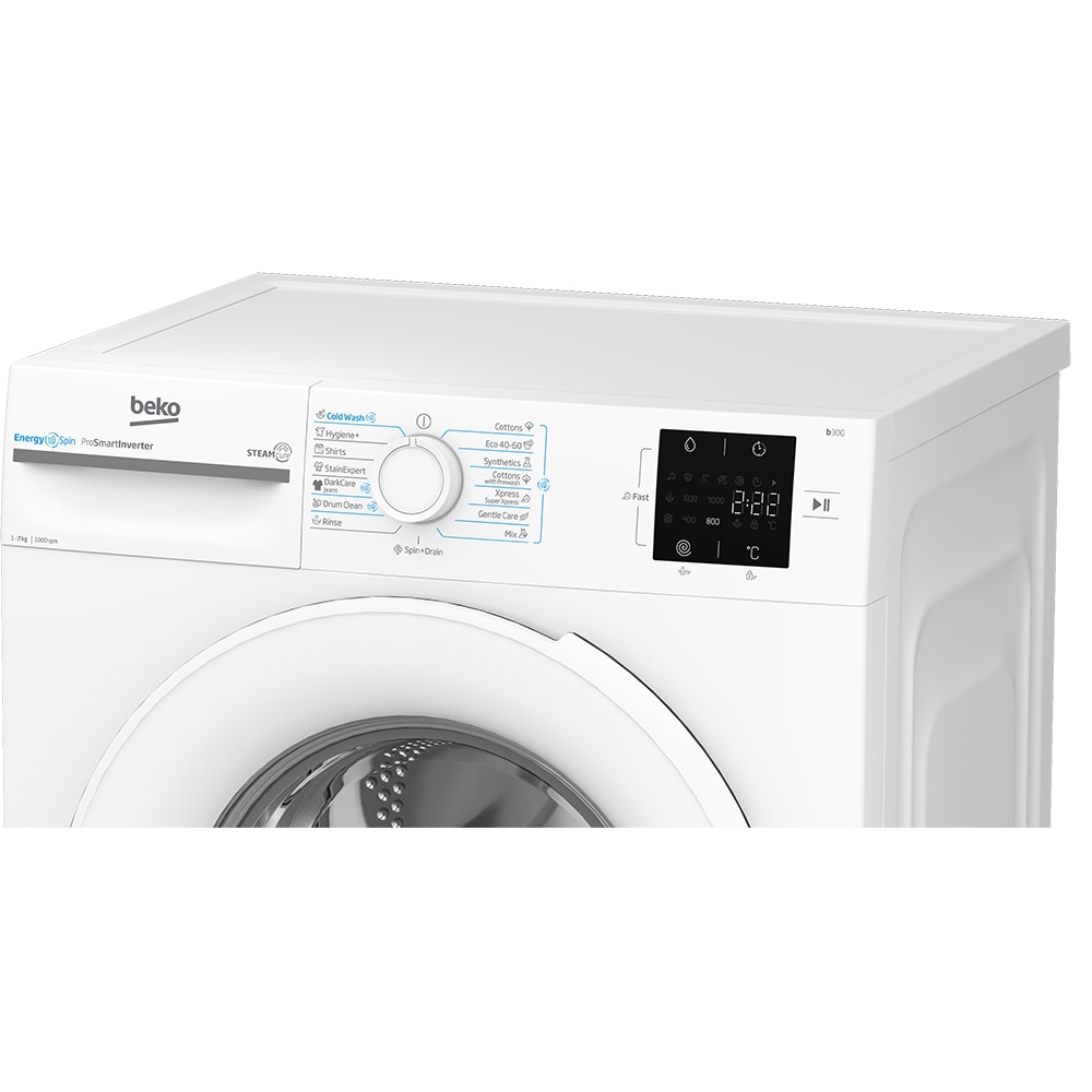 Masina de spalat rufe frontala BEKO BM3WFU37013WW, EnergySpin, SteamCure, 7 kg, 1000rpm, Clasa A, alb