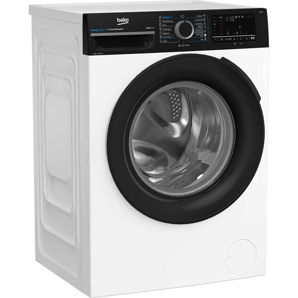 Masina de spalat rufe frontala BEKO BM3WFU48415WBPB, EnergySpin, SteamCure, 8 kg, 1400rpm, Clasa A, alb