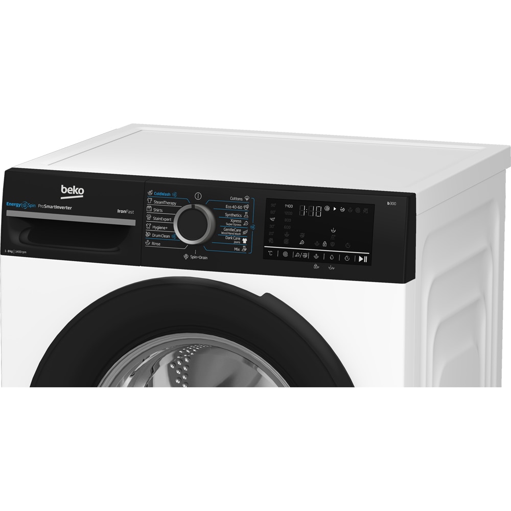 Masina de spalat rufe frontala BEKO BM3WFU48415WBPB, EnergySpin, SteamCure, 8 kg, 1400rpm, Clasa A, alb