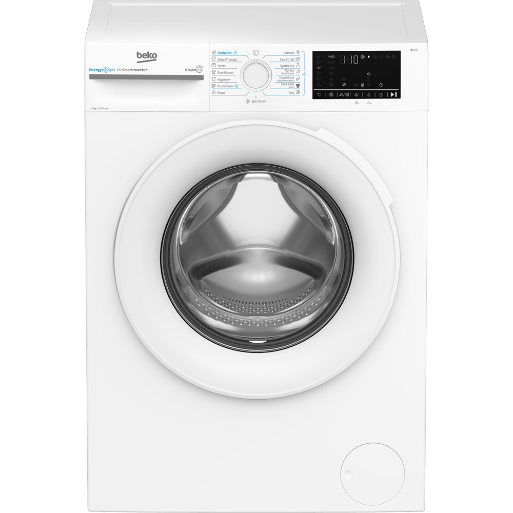 Masina de spalat rufe frontala BEKO BM3WFU49413WW, EnergySpin, SteamCure, 9 kg, 1400rpm, Clasa A, alb