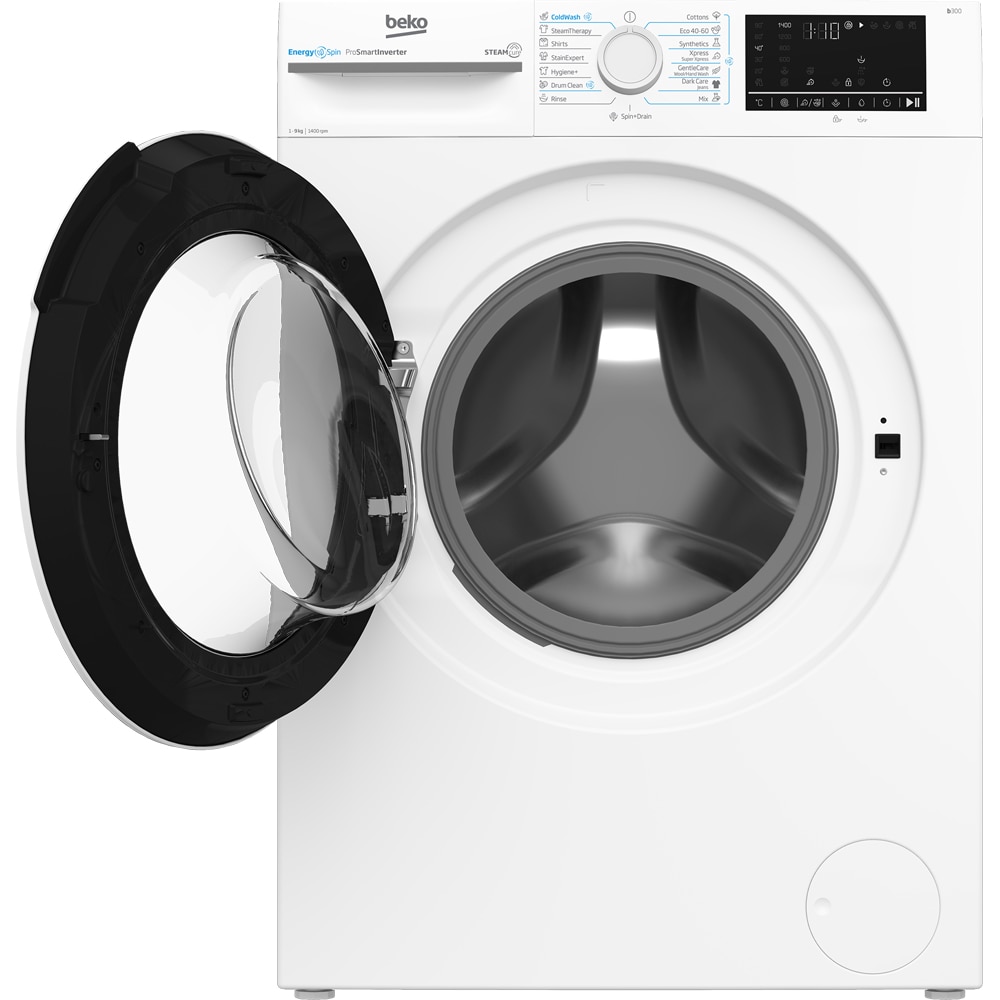 Masina de spalat rufe frontala BEKO BM3WFU49413WW, EnergySpin, SteamCure, 9 kg, 1400rpm, Clasa A, alb