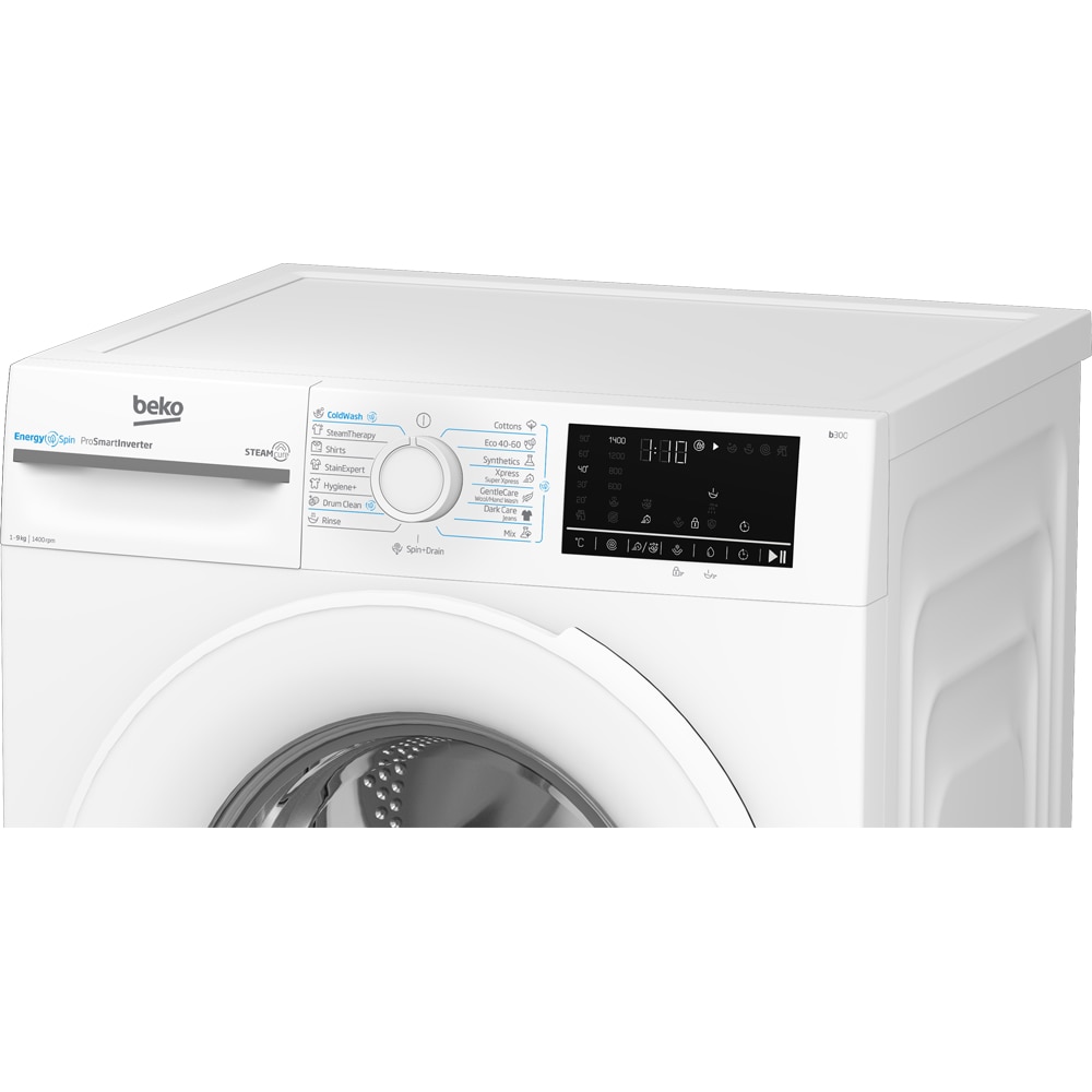 Masina de spalat rufe frontala BEKO BM3WFU49413WW, EnergySpin, SteamCure, 9 kg, 1400rpm, Clasa A, alb