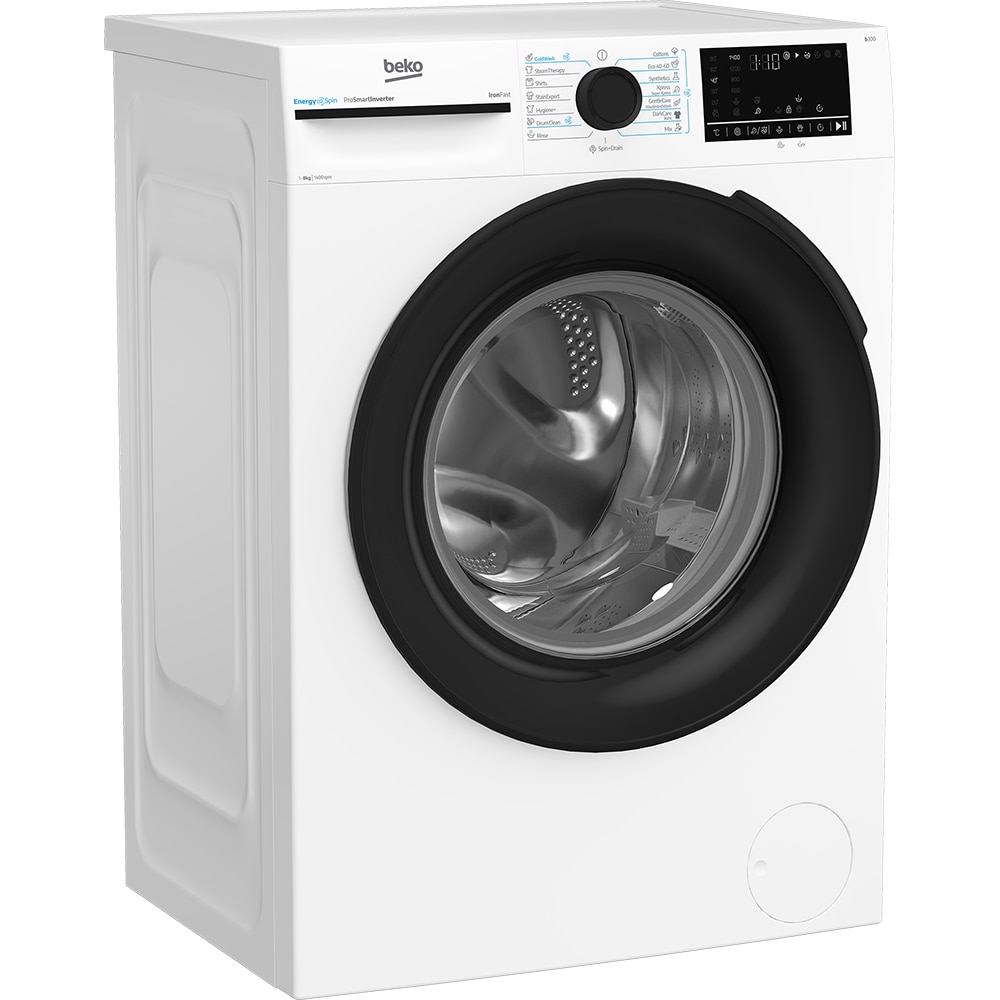 Masina de spalat rufe frontala slim BEKO BM3WFUS48415WBEE, SteamCure, 8 kg, 1400rpm, Clasa A, alb