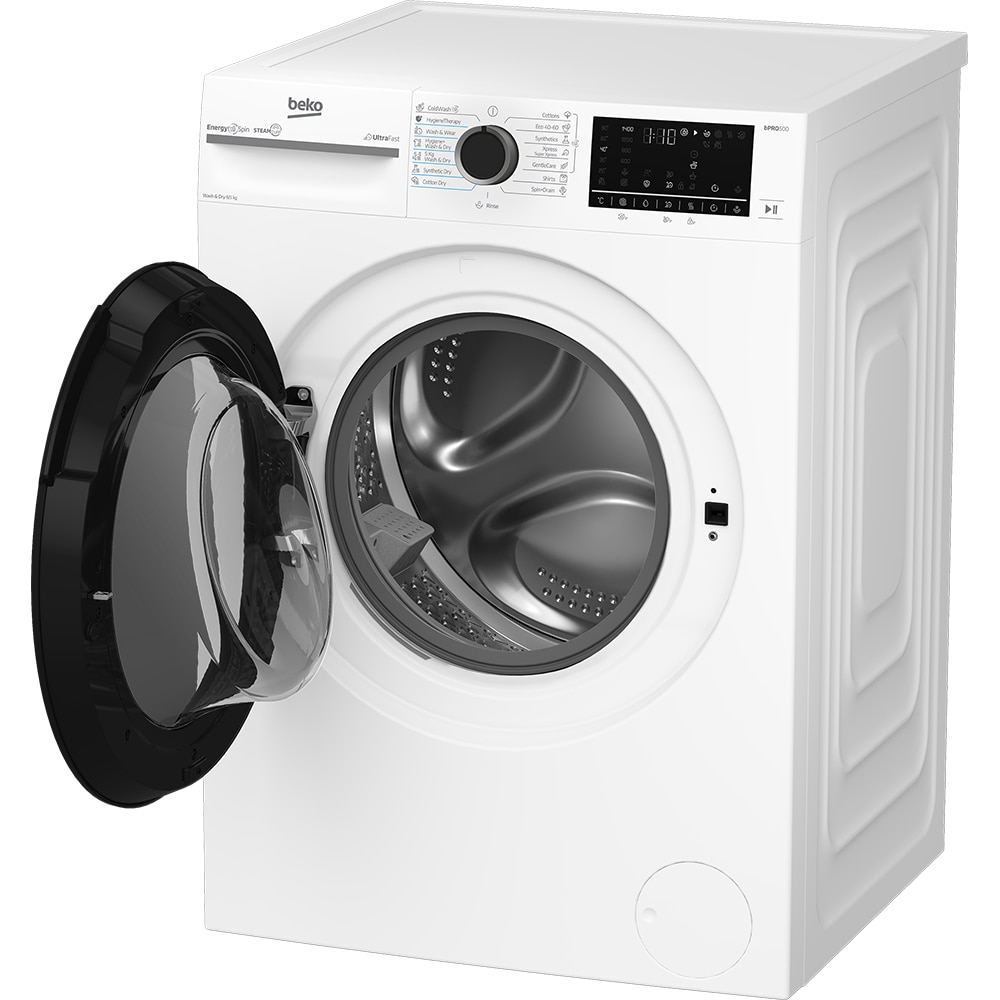 Masina de spalat rufe frontala cu uscator BEKO BM5DFST68442W, SteamCure, 8/5 kg, 1400 rpm, Clasa A/D, alb