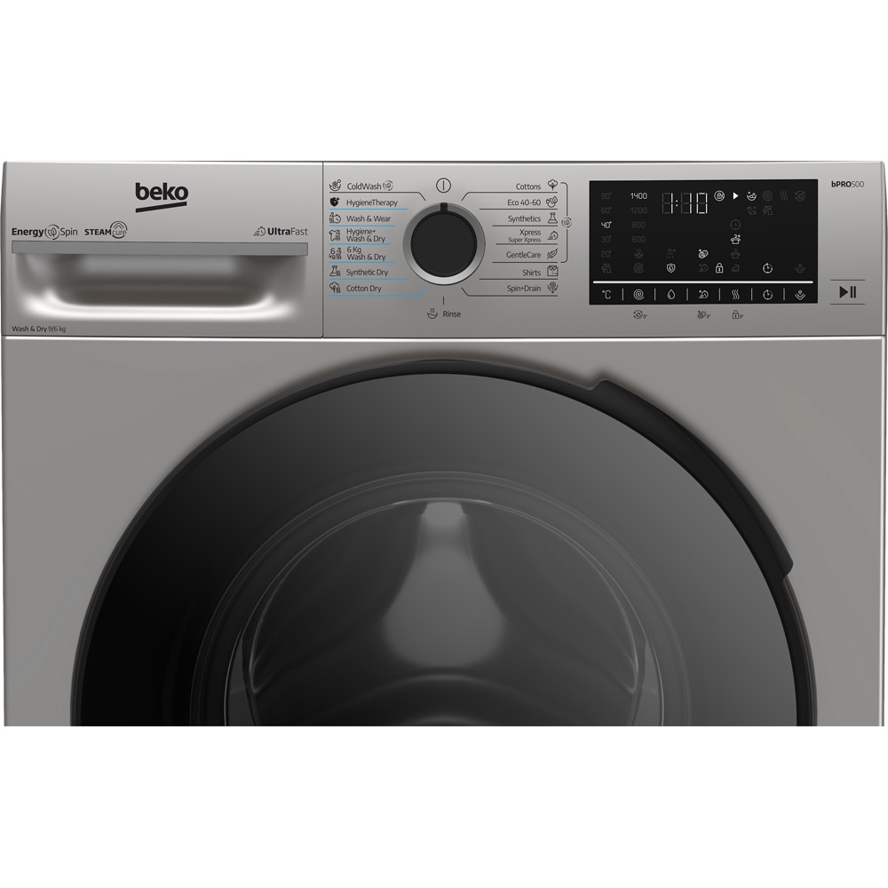Masina de spalat rufe frontala cu uscator BEKO BM5DFT49442GB, SteamCure, 9/6 kg, 1400rpm, Clasa A/D, gri