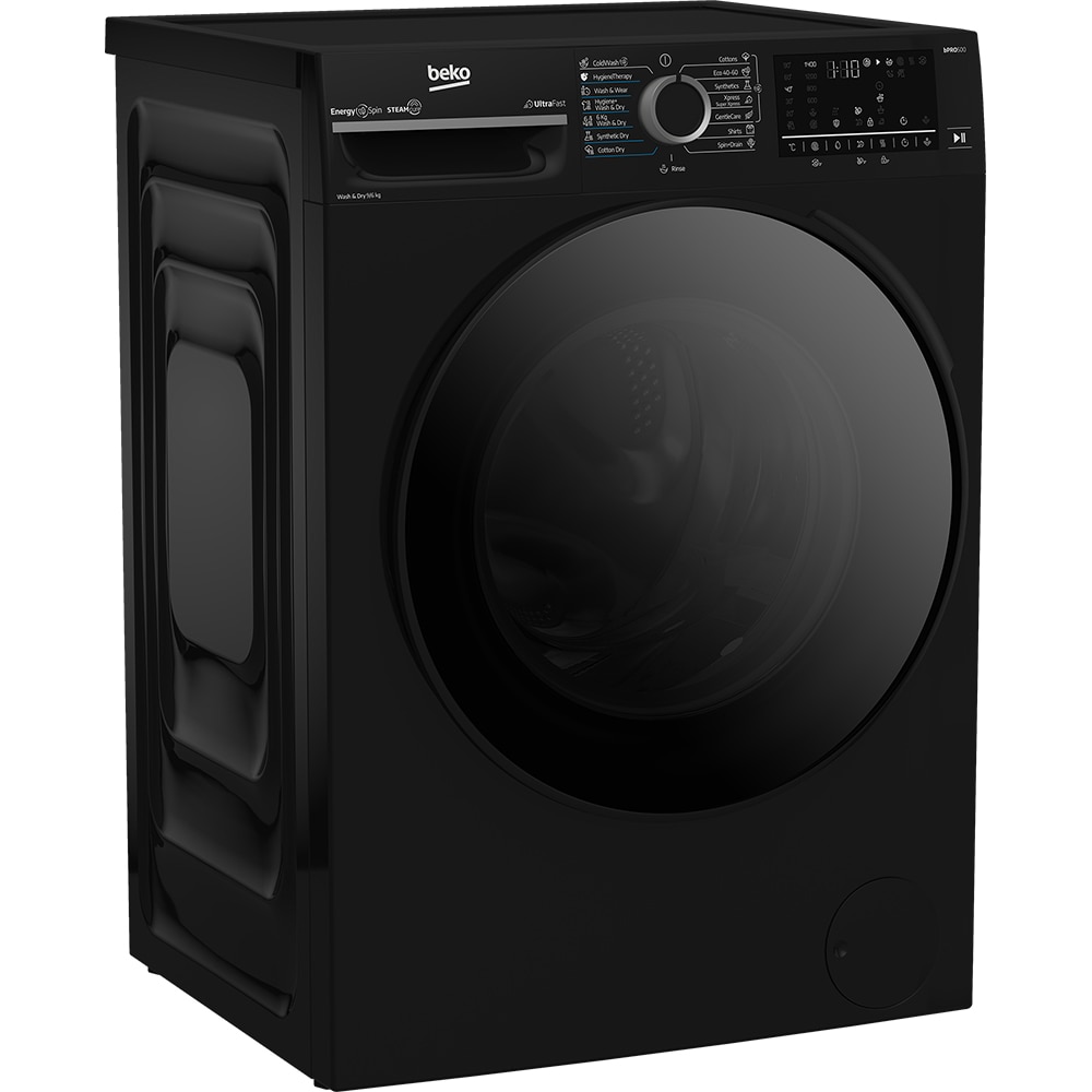 Masina de spalat rufe frontala cu uscator BEKO BM5DFT49442PB, SteamCure, 9/6 kg, 1400 rpm, Clasa A/D, negru