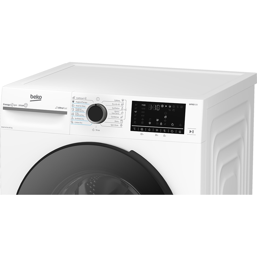 Masina de spalat rufe frontala cu uscator BEKO BM5DFT49442WB, SteamCure, 9/6 kg, 1400rpm, Clasa A/D, alb