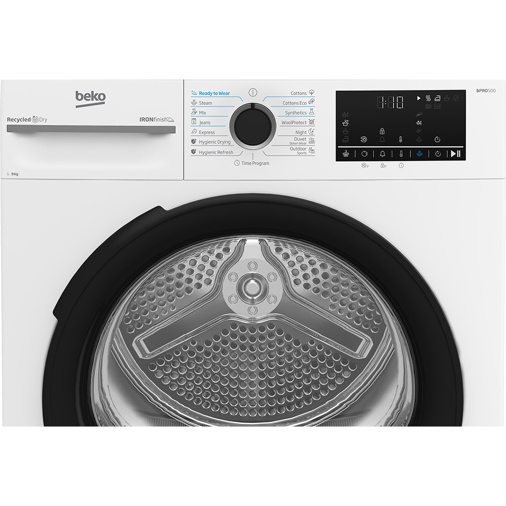 Uscator de rufe BEKO BM5T49243W, Pompa de caldura, 9 kg, 15 programe, Clasa C, alb