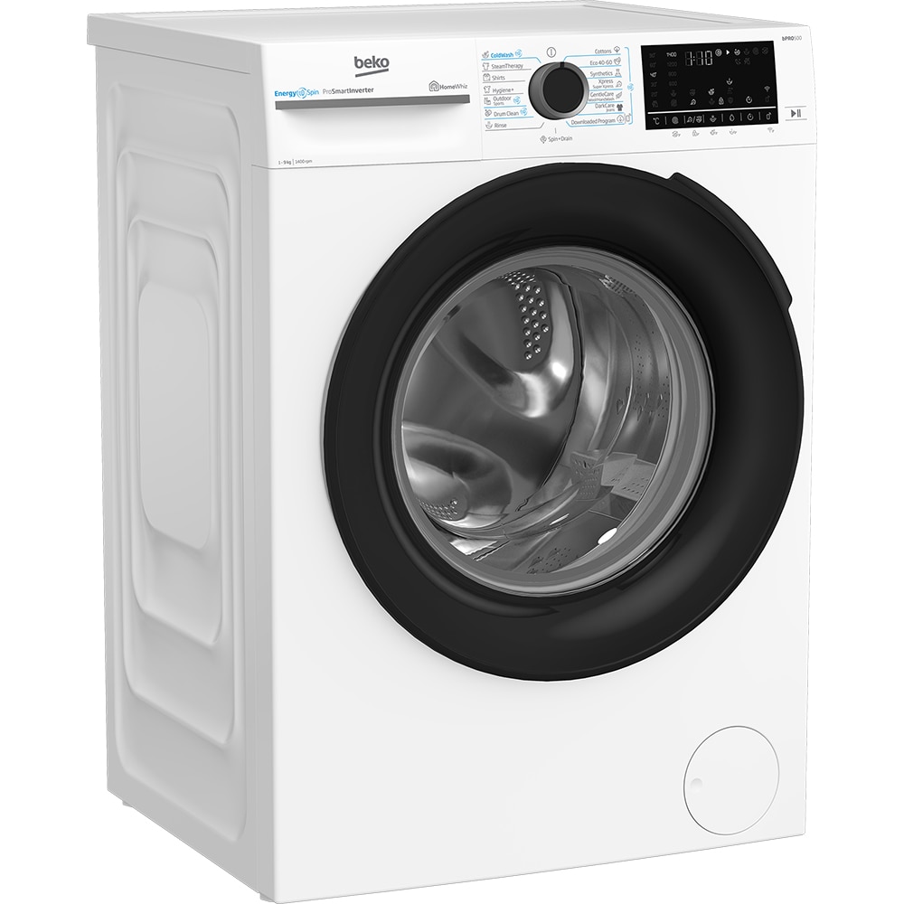 Masina de spalat rufe frontala BEKO BM5WFSU69415W, EnergySpin, SteamCure, 9 kg, 1400rpm, Clasa A, Wi-Fi, alb
