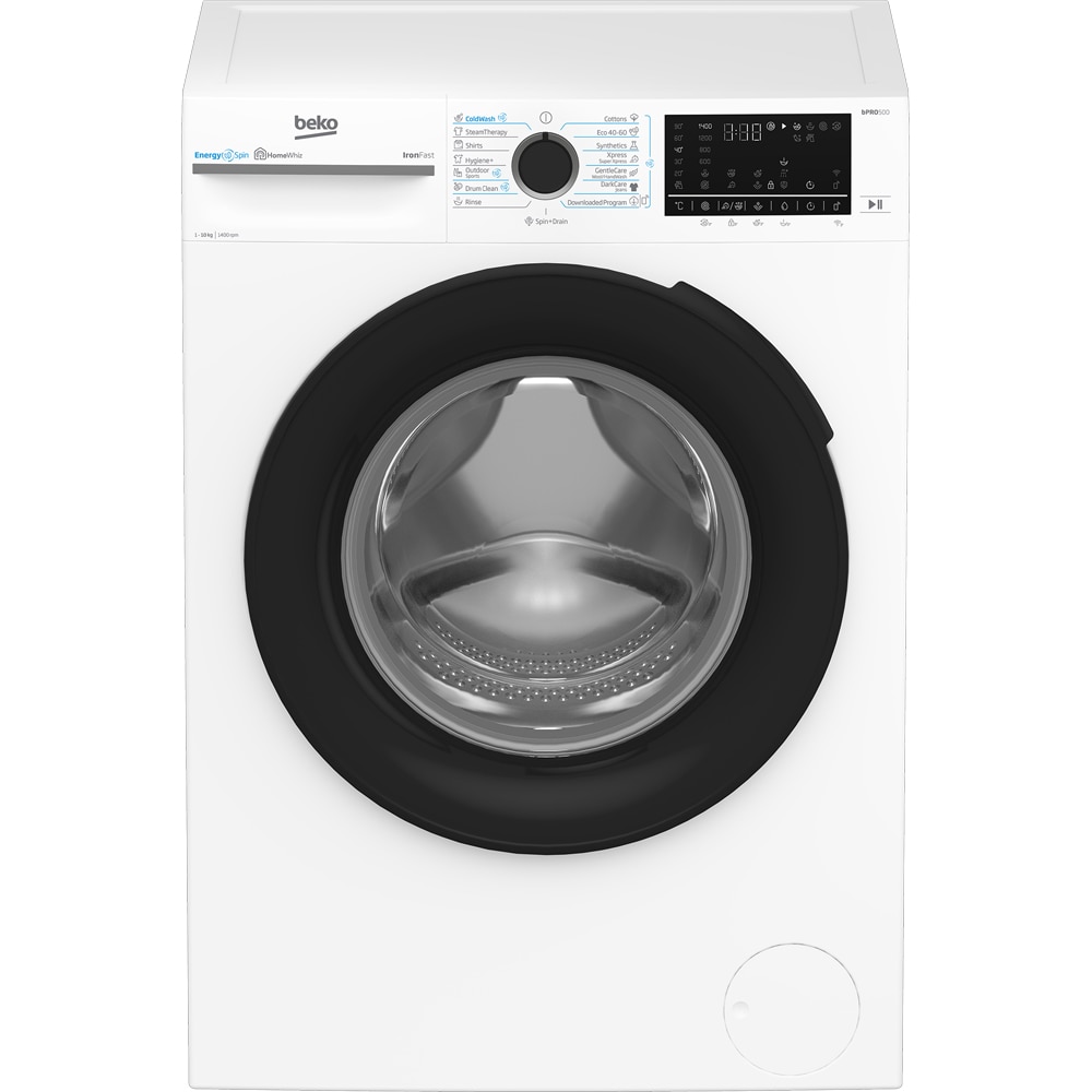Masina de spalat rufe frontala BEKO BM5WFU610415W, EnergySpin, SteamCure, 10 kg, 1400rpm, Clasa A, Wi-Fi, alb