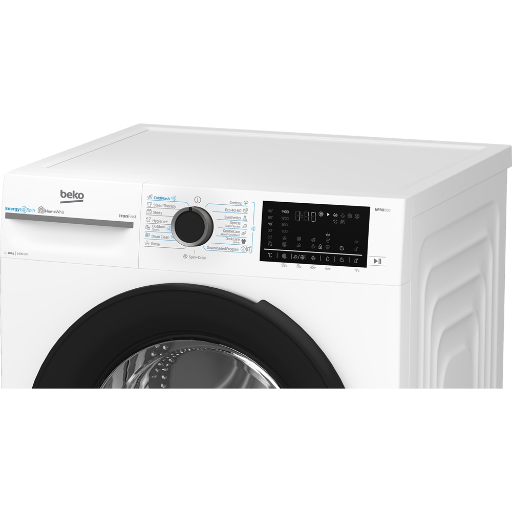 Masina de spalat rufe frontala BEKO BM5WFU610415W, EnergySpin, SteamCure, 10 kg, 1400rpm, Clasa A, Wi-Fi, alb