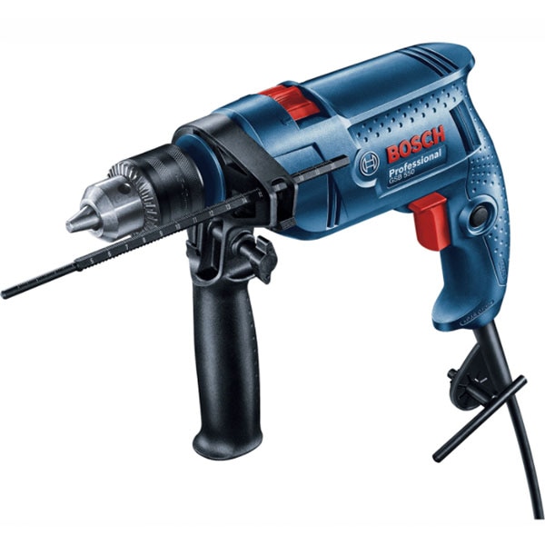 Masina de gaurit si insurubat (bormasina) cu percutie BOSCH Professional GSB 550 06011A1023, 550W, 2800RPM, mandrina dintata 13mm, maner suplimentar