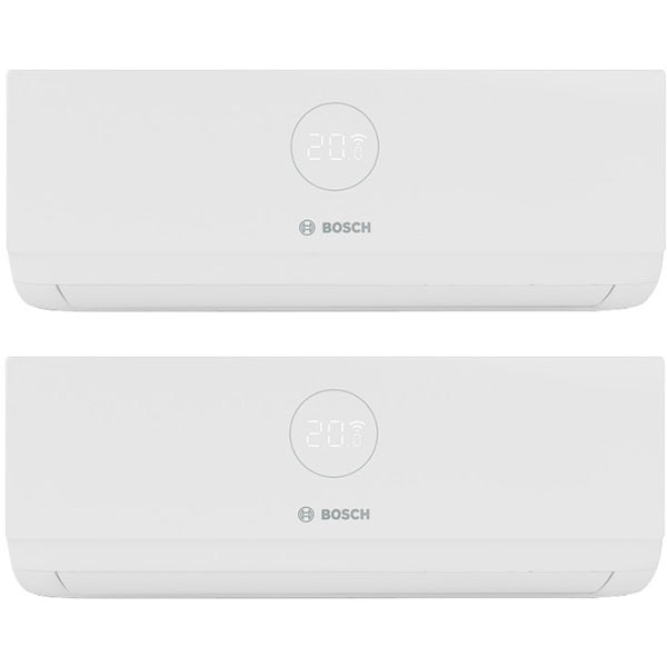 Sistem aer conditionat pentru 2 incaperi BOSCH Climate 3000i, 9000/12000 BTU, A++/A+, Inverter, Unitate externa 21000 BTU, Afisaj, alb
