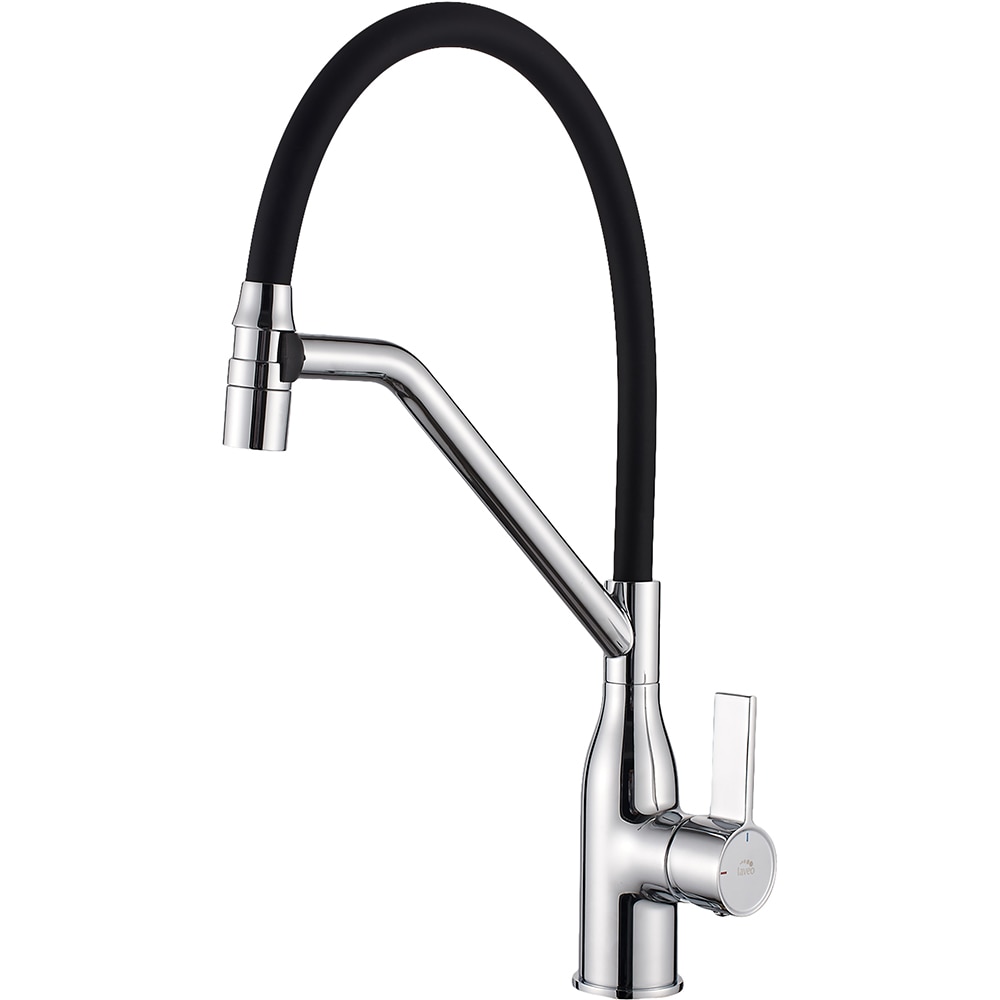 Baterie bucatarie LAVEO Botta B45 778D, pipa flexibila, alama, crom-negru